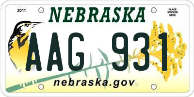 NE license plate AAG931