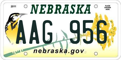 NE license plate AAG956