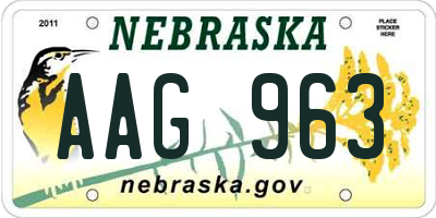 NE license plate AAG963