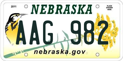 NE license plate AAG982