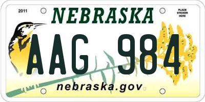 NE license plate AAG984