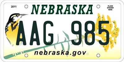 NE license plate AAG985