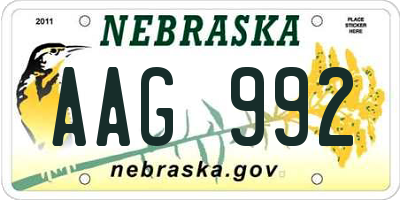 NE license plate AAG992