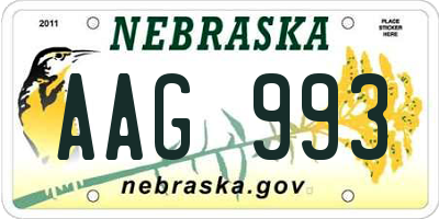 NE license plate AAG993