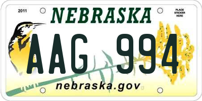 NE license plate AAG994