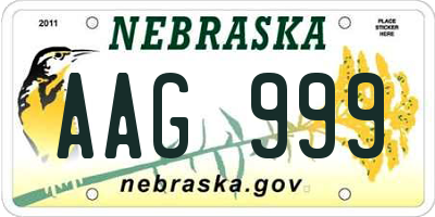 NE license plate AAG999