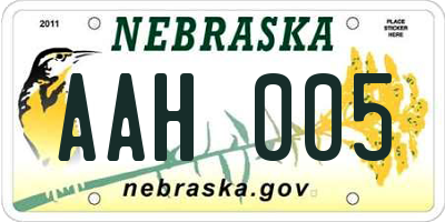 NE license plate AAH005