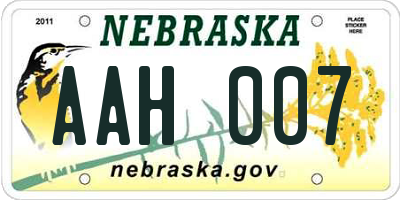 NE license plate AAH007