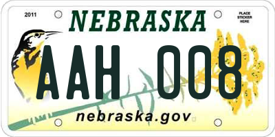 NE license plate AAH008