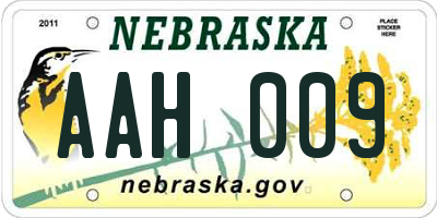 NE license plate AAH009