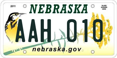 NE license plate AAH010