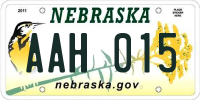 NE license plate AAH015