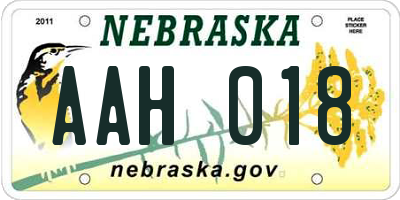 NE license plate AAH018