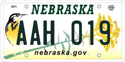 NE license plate AAH019