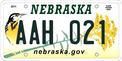 NE license plate AAH021