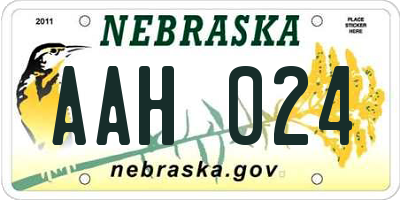 NE license plate AAH024