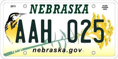 NE license plate AAH025