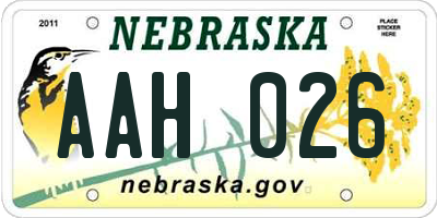 NE license plate AAH026