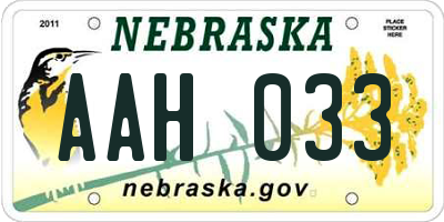 NE license plate AAH033