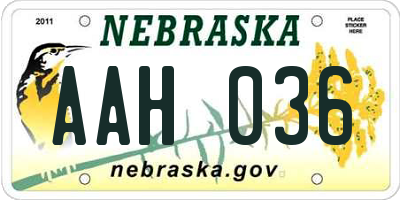 NE license plate AAH036