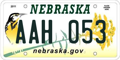 NE license plate AAH053