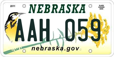 NE license plate AAH059