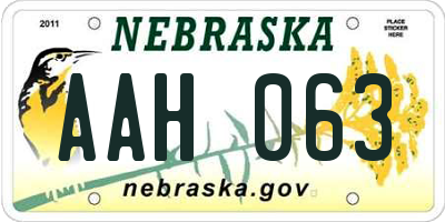 NE license plate AAH063