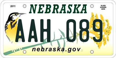 NE license plate AAH089