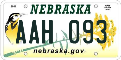 NE license plate AAH093