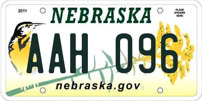 NE license plate AAH096