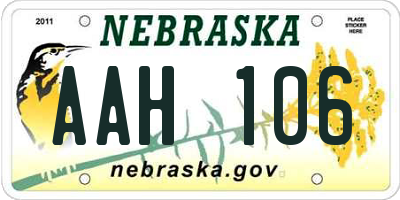 NE license plate AAH106