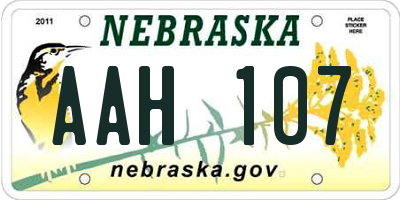 NE license plate AAH107