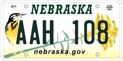 NE license plate AAH108