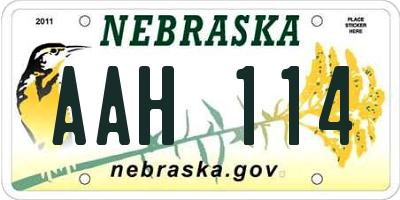 NE license plate AAH114