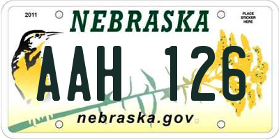 NE license plate AAH126