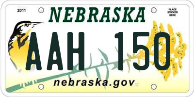 NE license plate AAH150