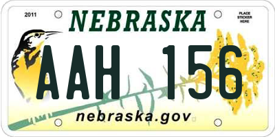 NE license plate AAH156