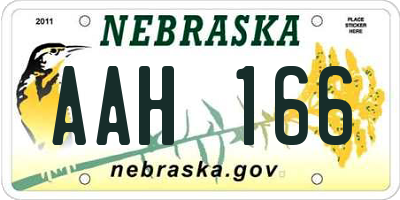 NE license plate AAH166