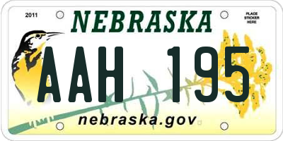 NE license plate AAH195