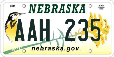 NE license plate AAH235