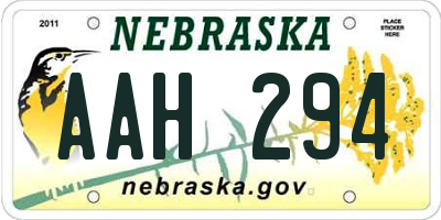NE license plate AAH294