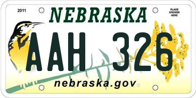 NE license plate AAH326