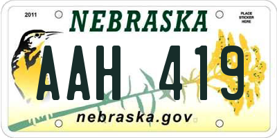 NE license plate AAH419
