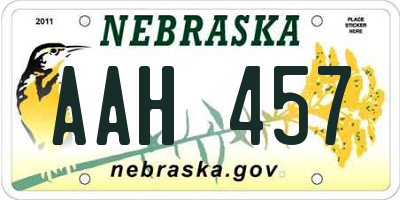 NE license plate AAH457