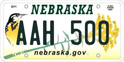 NE license plate AAH500