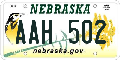 NE license plate AAH502