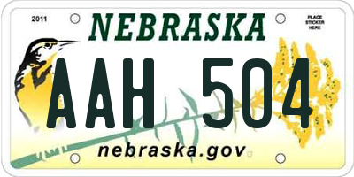 NE license plate AAH504