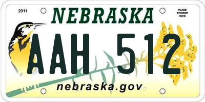 NE license plate AAH512