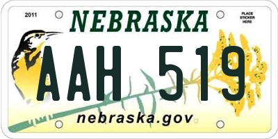 NE license plate AAH519