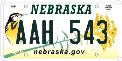 NE license plate AAH543